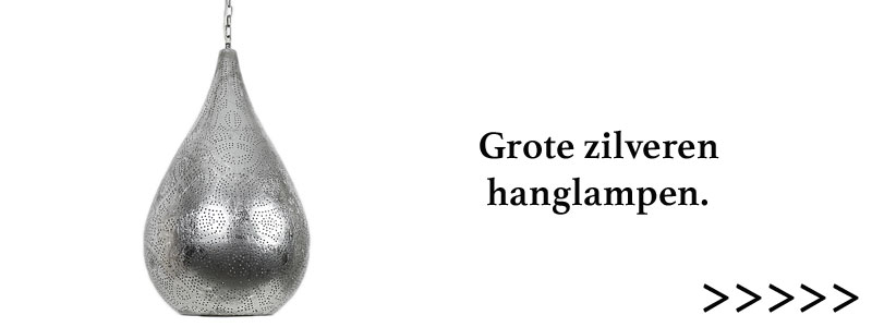 Zilveren grote oosterse hanglamp