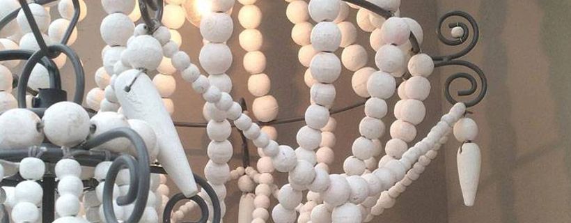Ibiza style lampen met houten kralen-kroonluchter