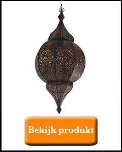 Mat zwarte 1001nacht lamp met koperen binnenkant