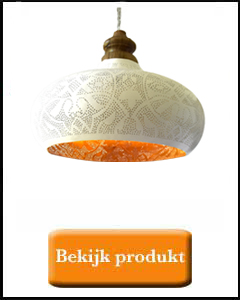 Grote witte filigrain lamp met massief hout