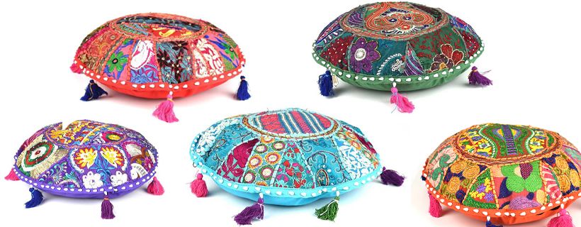 Meditatie ronde kussentjes in chakra kleuren