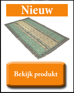 Groen met gouden accenten kelim vloerkleed