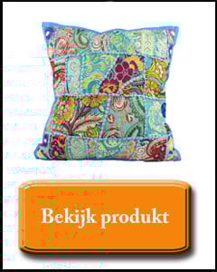Blauw patchwork sierkussen