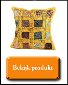 Oker geel sierkussentje met glitters