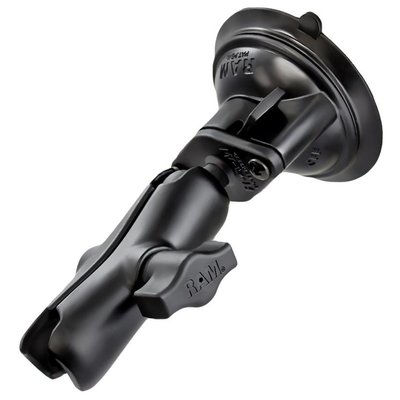 RAM Mount Double Socket Arm with 3.25" Diameter Suction Cup Twist Lock Base