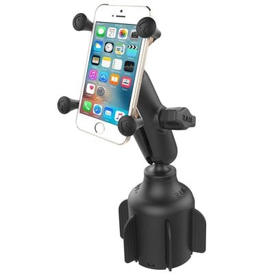 RAM Mount Stubby™ Cup Holder base met X-Grip smartphone