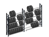 Bandenstelling 250cm hoog, 450 cm breed, 4 niveaus