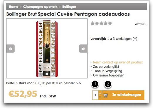 Champagne in je winkelmandje leggen