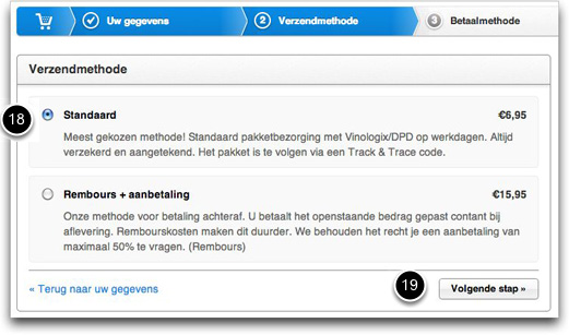 Verzendmethode kiezen
