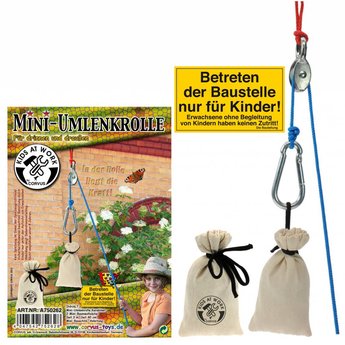 mini katrol met touw en 2 zakjes opzijnplek mini katrol met touw en 2 zakjes opzijnplek