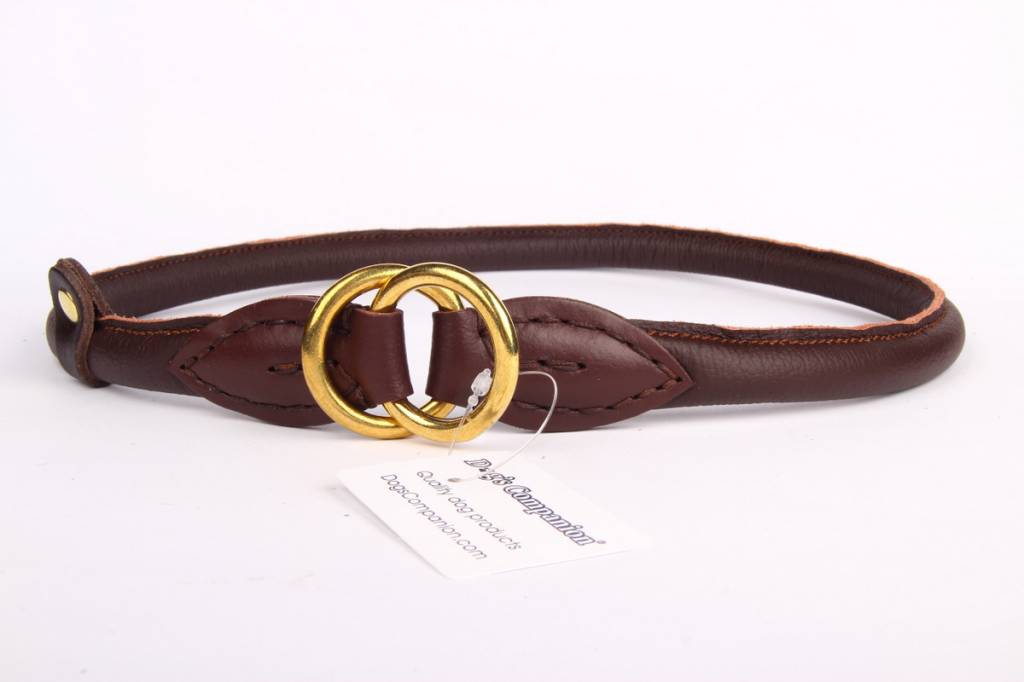Leren sliphalsband hond bruin (messing)