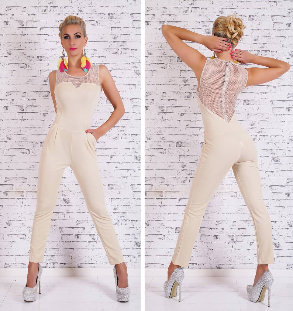 Lange Fashion Jumpsuit Beige Fashion Of M
