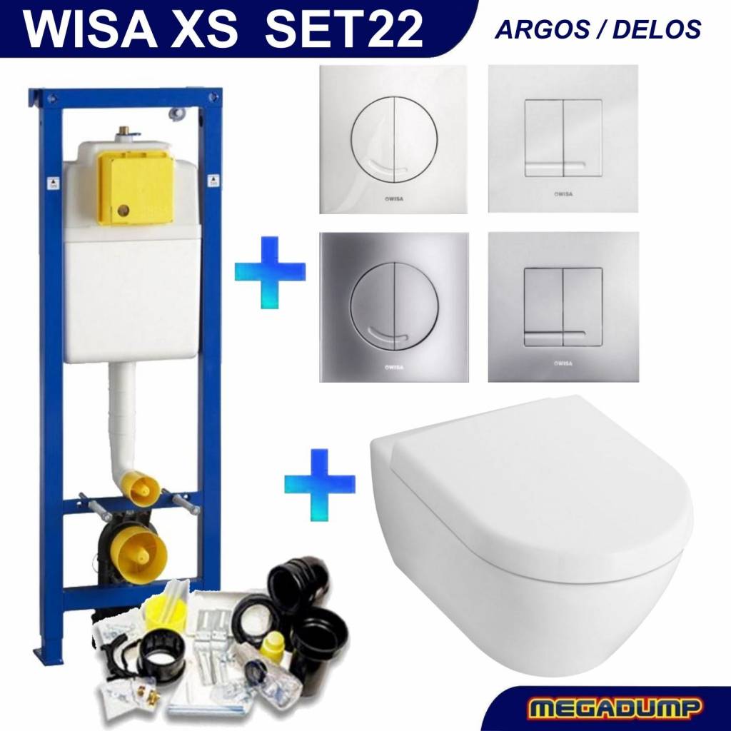 Wisa Xs Toiletset 22 V&B Subway 2.0 Met Argos Of Delos Drukplaat - Standaard Argos Wit - 8050414601