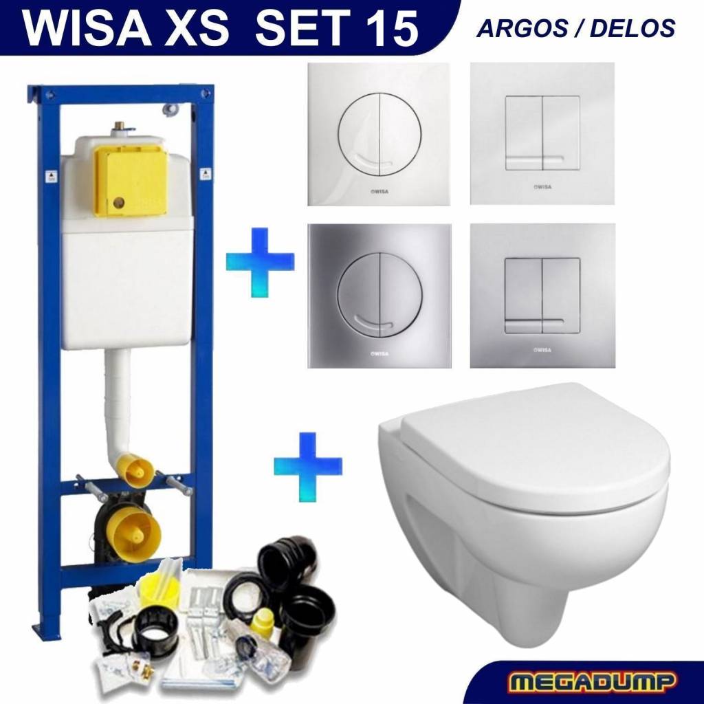 Geberit Xs Toiletset 15 300 Rimfree Met Argos/Delos Drukplaat - Standaard Argos Wit - 8050414601