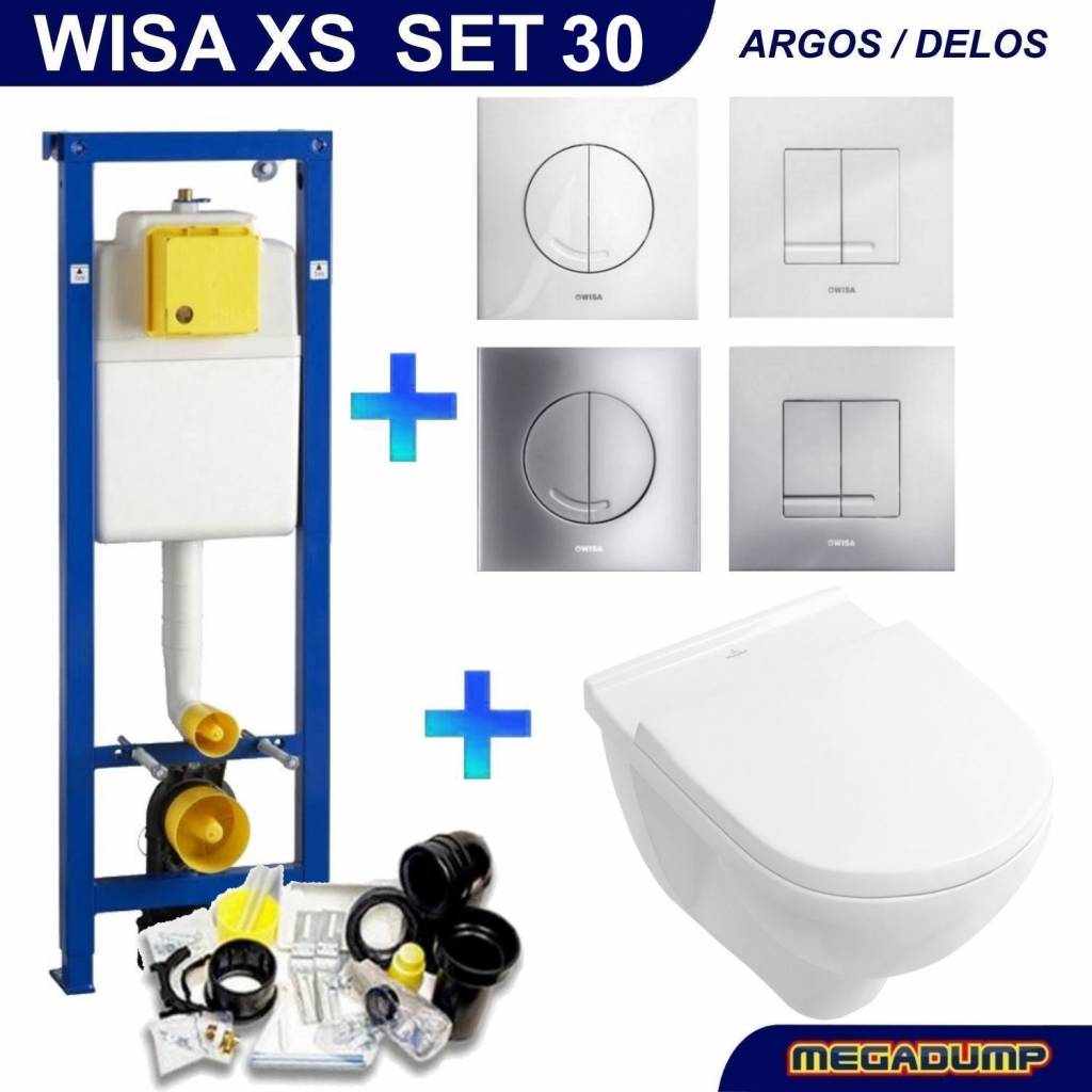 Wisa Xs Toiletset 30 Villeroy & Boch O.Novo Directflush Met Bril En Drukplaat - Standaard Argos Wit - 8050414601