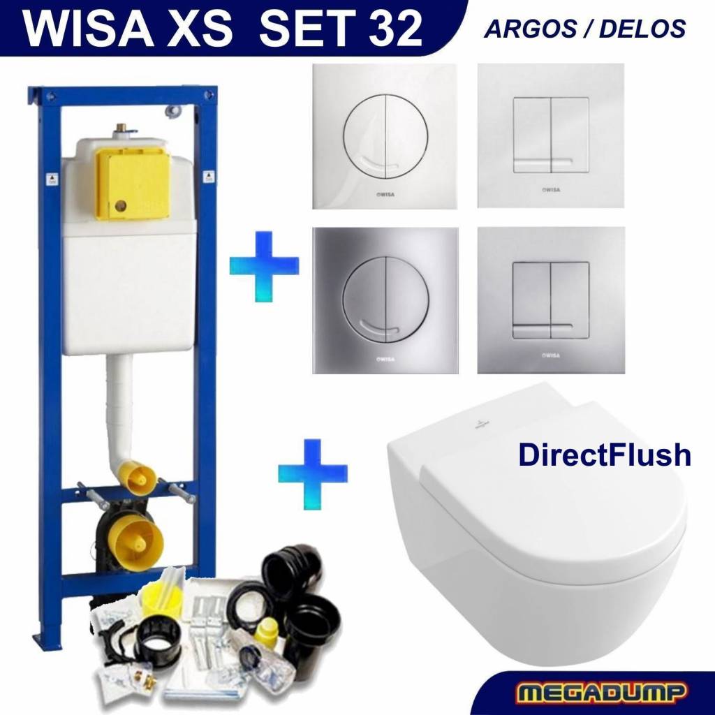 Wisa Xs Toiletset 32 Villeroy & Boch Subway 2.0 Directflush Met Bril En Drukplaat - Standaard Argos Wit - 8050414601