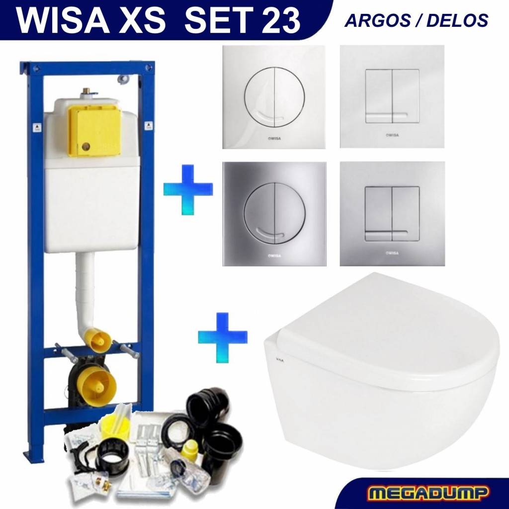 Wisa Xs Toiletset 23 Megasplash Zero Compact Met Bril En Drukplaat - Standaard Argos Wit - 8050414601