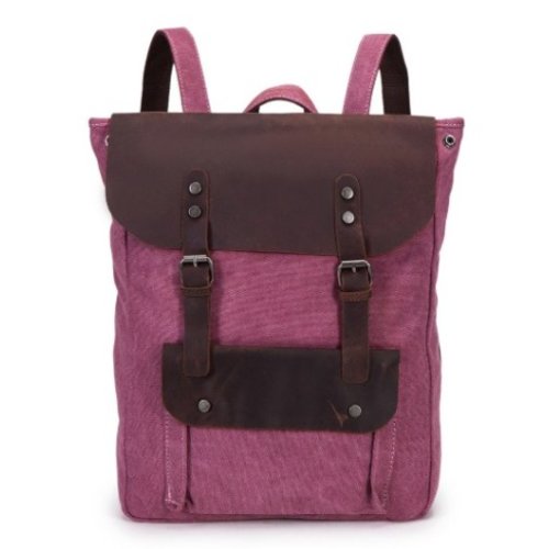 JOOF Rugzak canvas met leer roze, model 1 JOOF Rugzak canvas met leer roze, model 1