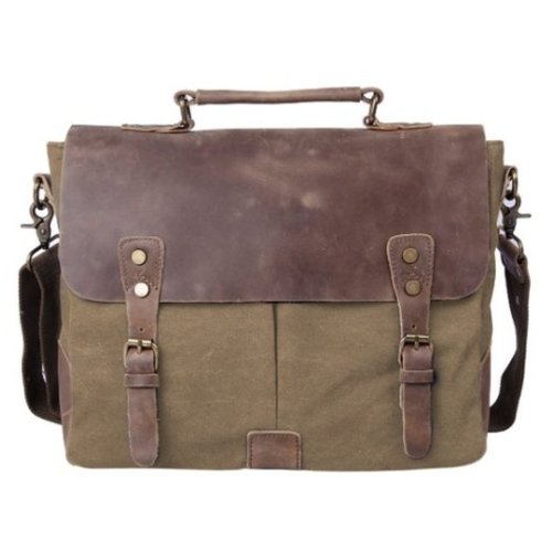 JOOF Canvas laptoptas / werktas / schooltas khaki groen JOOF Canvas laptoptas / werktas / schooltas khaki groen