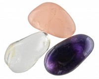 Golden triangle, amethyst, rose quartz and rock crystal.