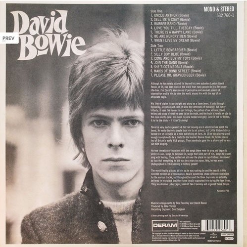 David Bowie (debut album for Decca) - VinylVinyl