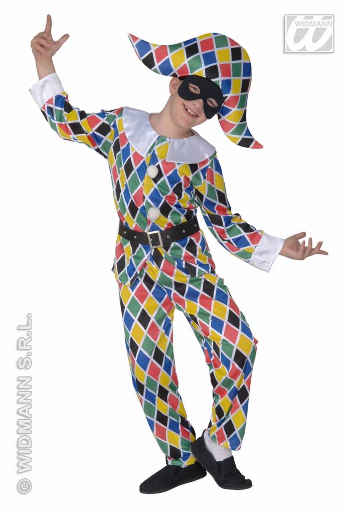 Miutii Clown-overall voor jongens en meisjes, jumpsuit, harlekijn outfits, clownkostuum, Halloween, carnaval, party outfits, rood, 122-128