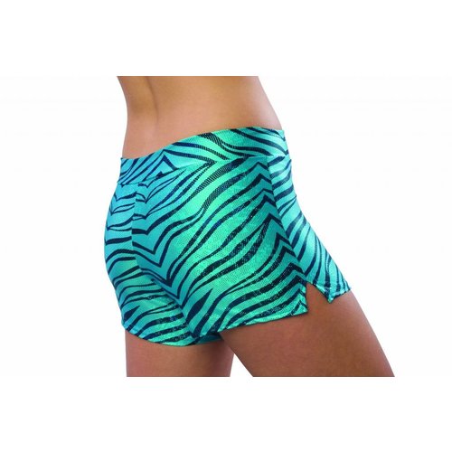 Pizzazz Zebra glitter cheer short turquoise Pizzazz Zebra glitter cheer short turquoise