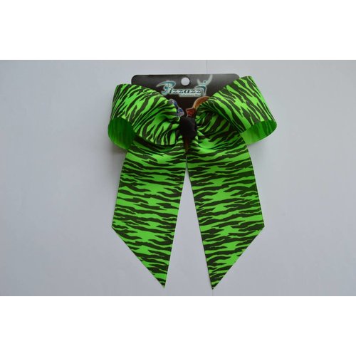 Pizzazz Cheerleader haarstrik zebraprint zwart/lime Pizzazz Cheerleader haarstrik zebraprint zwart/lime
