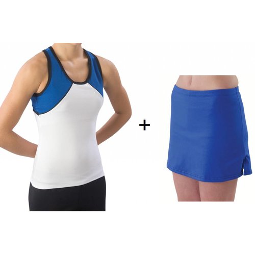 Pizzazz Cheerleader set top + rok blauw Pizzazz Cheerleader set top + rok blauw