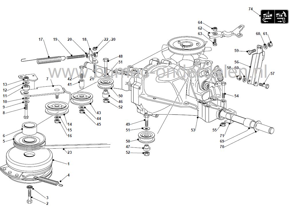 Poelie voor aandrijving van de Zitmaaier, Frontmaaier ... solo scooter wiring diagram 