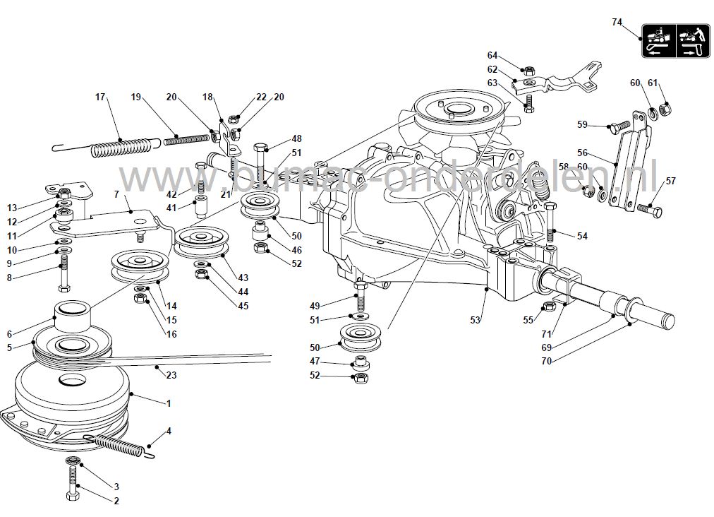 Veer voor PTO Koppeling 83990600 Castelgarden - Stiga ... john deere 102 wiring diagram 