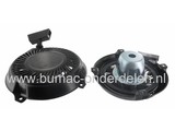 Handstarter voor Briggs and Stratton Motoren, 5 - 6 PK op Houtversnipperaar, Kooimaaier, Trilplaat, Generator, Aggregaat, B&S Starters Compleet voor Motor met Horizontale Krukas, Repeteerstarters BRIGGS & STRATTON, Starterdelen, Trekstarters