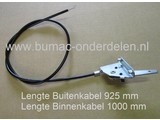 Gaskabel voor Castelgarden, Stiga, Alpina, Honda en Mountfield Zitmaaier, Frontmaaier Gaskabel Lengte Buitenkabel 925 mm, Lengte Binnenkabel 1000 mm, Komt onder andere voor op Honda HF2114 Zitmaaier