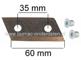 Hakselaarmes ALKO H1100, H1300, H1600, H1800, H2200, H3000, H3200, Easy Crush MH2800, AL-KO en BRILL Messen met Bouten voor Hakselaars, Hakselmessen met 2 Torx Bouten M8 x 10 voor Alko en Brill