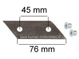 Hakselaar Mes voor ALKO Dynamic H1800 - H2200 - H2200RS - H3000 - H3200, Newtec - Power Slider - Avantec, Al-ko Hakselaarmes met 2 Torx Bouten M8 x 10