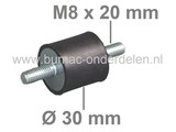 Trillingsdemper Universeel voor Grasmaaiers, Zitmaaiers, Frontmaaiers, Aggregaat, Generator, Trilplaat, Houtversnipperaar, Tuinfrees, Hakfrees, Waterpomp, Universele Vibratiedempers, Antivibratierubbers, Ophangrubbers, Motorrubbers, Type-A