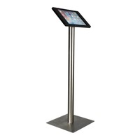 iPad floorstand for iPad Pro 12.9; Fino black acrylic holder lock included and pedestal of stainless steel