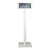 iPad floorstand for iPad Pro 12.9; Fino white acrylic holder, lock included and pedestal of white coated steel