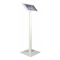 iPad floorstand for iPad Pro 12.9; Fino white acrylic holder, lock included and pedestal of white coated steel