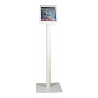 iPad floorstand for iPad Pro 12.9; Fino white acrylic holder, lock included and pedestal of white coated steel