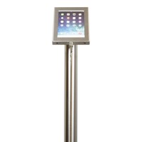 Tablet floor stand Securo 7-8 inch stainless steel, brushed and durable metal, lock option, cable integration