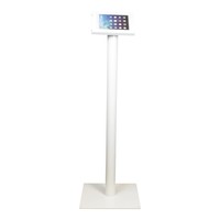 Tablet floor stand Securo 7-8 inch white, coated and sturdy steel, lock option, cable integration