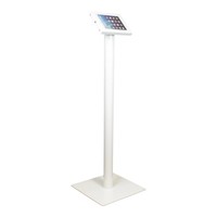 Tablet floor stand Securo 7-8 inch white, coated and sturdy steel, lock option, cable integration