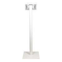Tablet floor stand Securo 7-8 inch white, coated and sturdy steel, lock option, cable integration