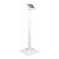 Tablet floor stand Securo 7-8 inch white, coated and sturdy steel, lock option, cable integration