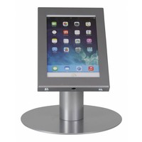 Tablet desk stand Securo 7-8 inch grey, coated and rugged steel, lock option, cable integration