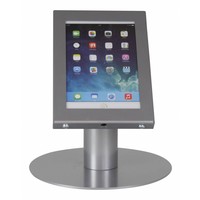 Tablet desk stand Securo 7-8 inch grey, coated and rugged steel, lock option, cable integration