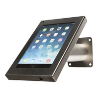 Tablet wall and desk stand Securo 7-8 inch, stainless steel, brushed and solid steel, lockable, cable integration
