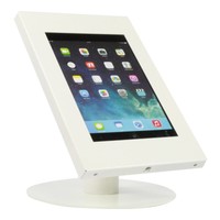 Tablet desk stand Securo 9-11 inch white, coated and sturdy steel, lock option, cable integration