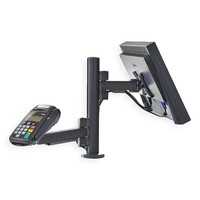 Point of sale RetailSystem, one arm mounting for screen and payment terminal holder. Desk stand